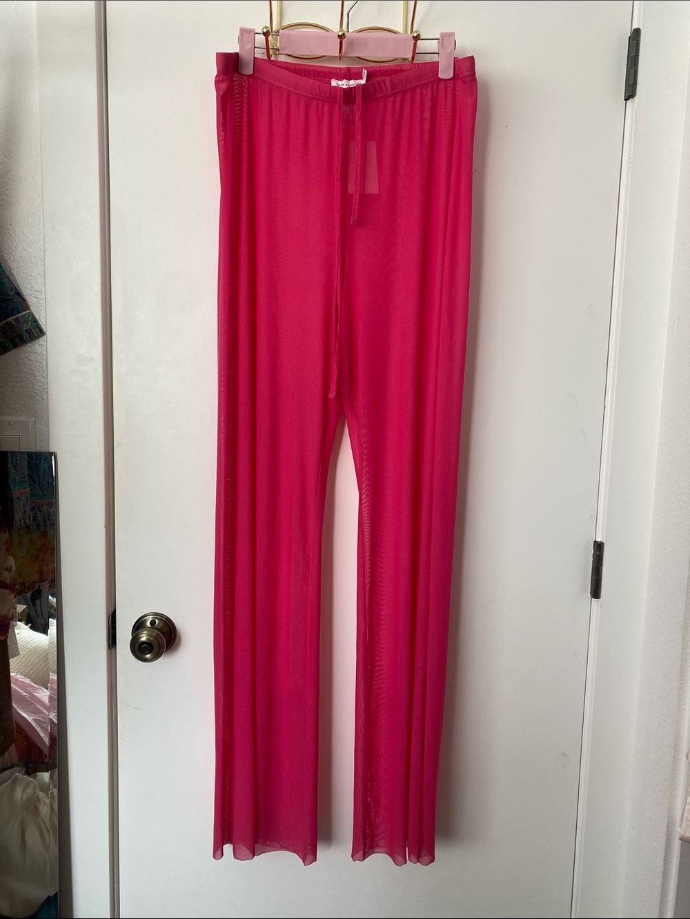 GOOD AMERICAN Sheer Drawstring Swim Pants Hot Pink NWT! 🩷
